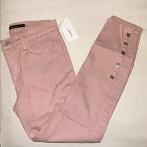JBrand SUVI Mid-Rise Utility Crop Pant COLOR: Peach Whip which is a light pink